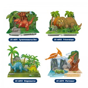 4 muri 1 Inteko Jurassic dinosaurs Isi hamwe nishyamba ryamashyamba 3D ifuro Puzzles Kubana Uburezi Umukino ZC-A011-A014
