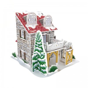 3D Puzzles montāža Sniega ziemas mājas/villas pielāgošana ZC-H001