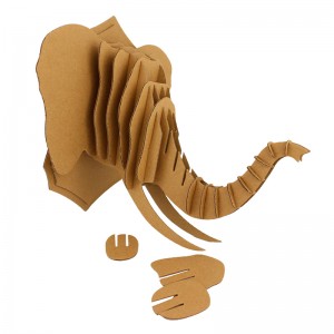 Wall Art Cardboard Elephant Head 3D Puzzle Para sa Self-assembly CS143