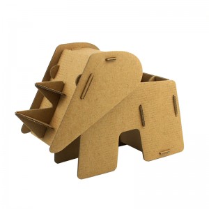 3 ዲ የእንቆቅልሽ መጫወቻዎች የወረቀት እደ-ጥበብ ልጆች አዋቂዎች DIY Cardboard Animal Rhinoceros CC122
