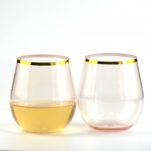 2022 New Promotion Products Gold Stemless Wine Glasses Custom Logo Plastic Wine Glasses For Party