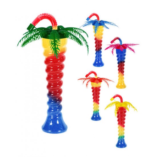 Charmlite Promotion New Arrival 12OZ/350ml Plastic Palm Tree Shaped Cup With Straw Featured Image