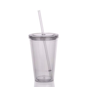 Charmlite Insulated Double Wall Tumbler Cup with Lid & Reusable Straw – 16 oz – clear