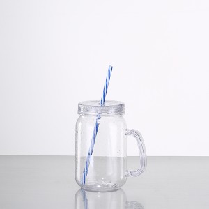 Charmlite Plastic tumbler cup mason Jar with handle and lid, 16oz for party