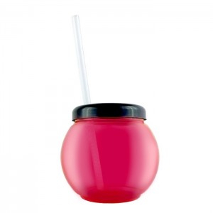Fish Bowl Cup with Handle, Lid and Straw Hard Plastic- 50oz / 1400ml