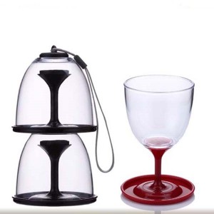 10oz Stackable Wine Tumbler Clear Collapsible Portable Plastic Wine Glass with Carry Webbing Outdoor wine glass