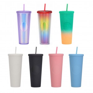 Custom Double Wall Studded Tumbler Cups With Straw