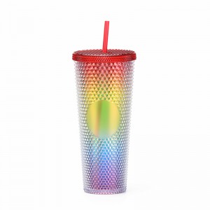 Custom Double Wall Studded Tumbler Cups With Straw