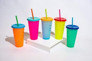 New Product ideas 2020 Amazon Reusable plastic color changing cups 700ml/24 oz magic cold color changing mugs