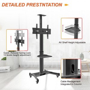 Factory High Quality Rolling Mobile TV Cart Stand