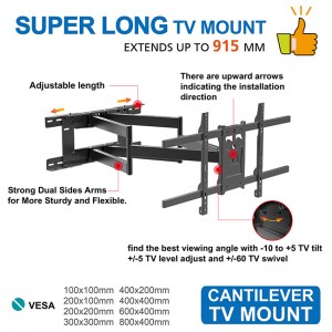 Hersteller hochwertiger TV-Wandhalterung mit extra langem Arm