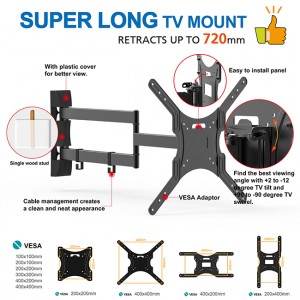 ODM Factory Black TV Mount Tilt Stands 26″-55″ Inch Hanging Bracket Vesa 400*400 TV Support
