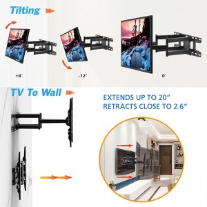 Jaunākie produkti Elegants pilnas kustības televizora sienas stiprinājuma kronšteins