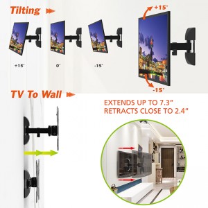 Visoka kvaliteta za potpuno kretanje Okretni 360 stupnjeva zglobni LED plazma TV zidni nosač s jednom rukom za 13 inča