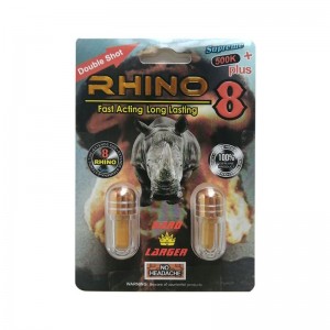 მრავალმხრივი ერექციული აბები ერექციული დისფუნქციისთვის Rhino 8 Supreme 500k Double Shot Pills (2 რაოდენობა)
