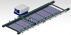 Sac CNC Fiber Lazer Kesim Makinesi Zemin rayı Geniş Formatlı Plaka Lazer Kesici