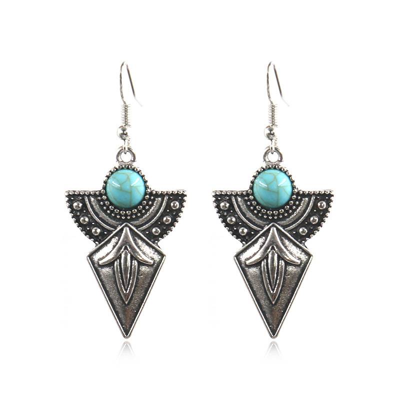 Mexican Art Inspired Silver Earrings, Turquoise Earrings, Turquoise Jewellery, Boho, Ethnic, Gypsy, Hypoallergenic E158