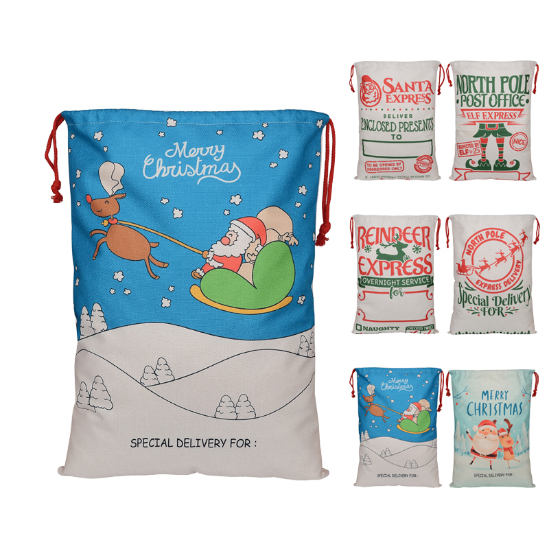 Factory Direct Sale 2021 Sublimation Sack Santa Canvas Candy Christmas Bag New Design