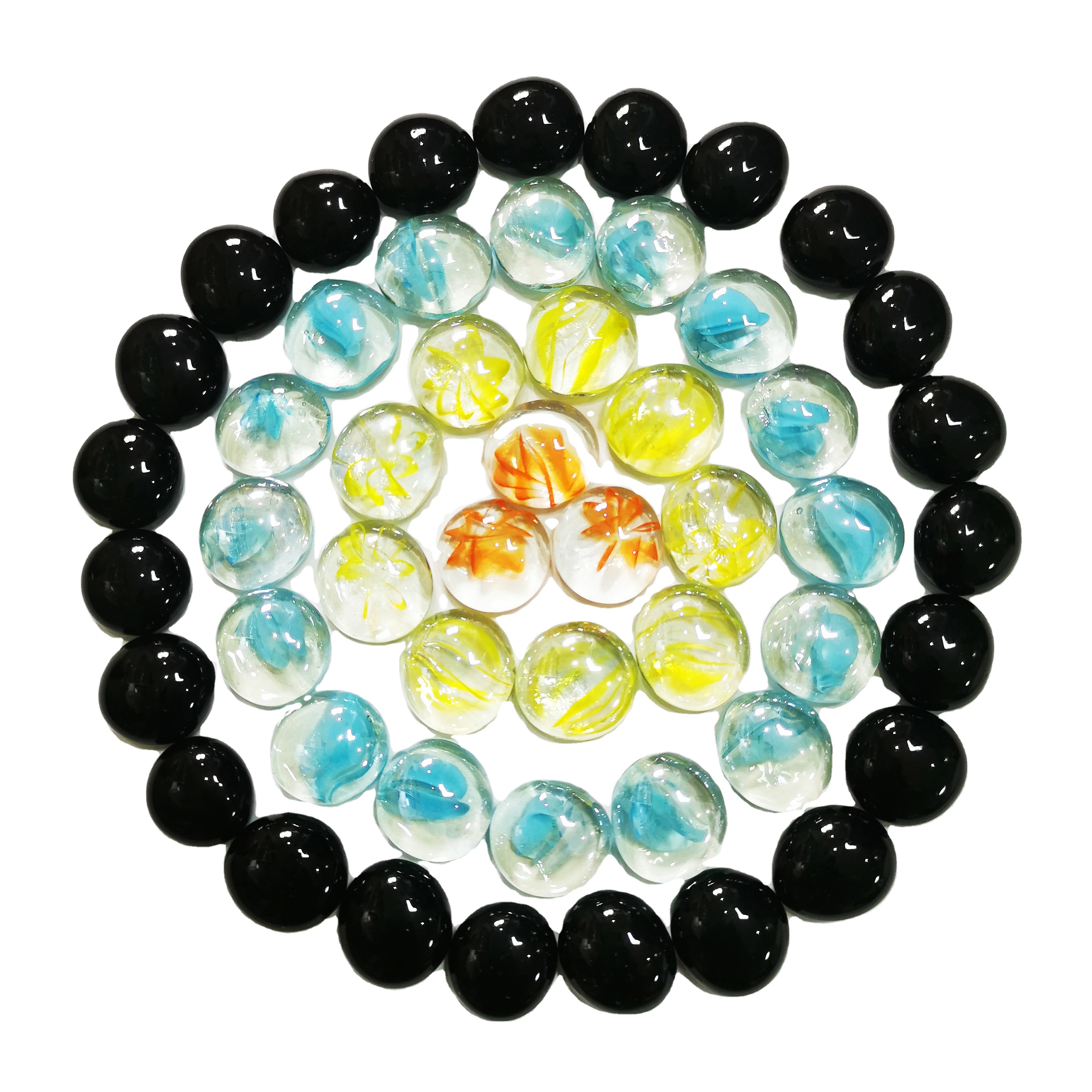 glass rainbow rock bead gem flat high quality multi colorful flat glass beads glass flat beads
