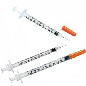 Xeringa d'insulina estèril de tapa vermella d'un sol ús 1 ml/0,5 ml/0,3 ml