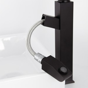 5 Stars Hotel Black Stainless Steel Basin Pull Out Faucet