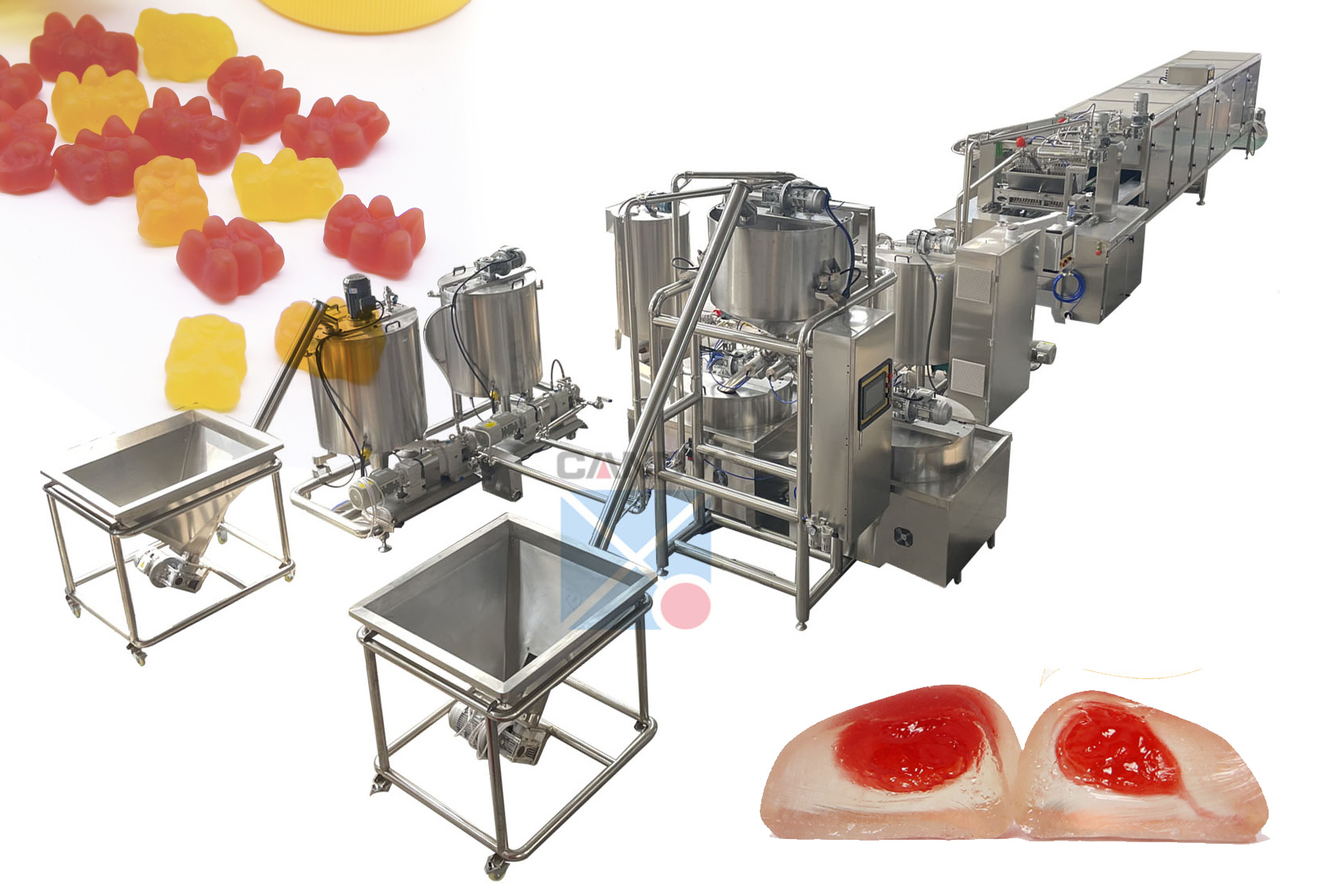 Bán nóng Dây chuyền sản xuất kẹo dẻo vitamin hoàn toàn tự động Máy làm gấu Hình ảnh nổi bật