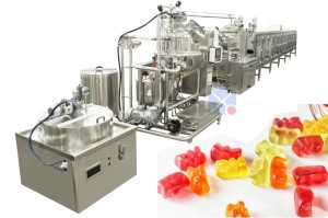 Venda quente Máquina de produción de doces de goma de gelatina totalmente automática