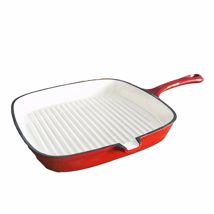 Enamel Cast Iron Square Grill Pan Timeless and Durable, Beautiful Forest Green