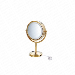 MM1132-Gold Double Sides Vanity Led Lighted Tabletop Metal Portable Magnifying Makeup Mirror