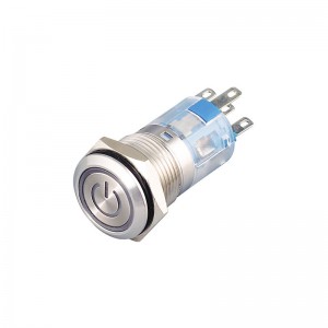 Interruptor de botón de encendido momentáneo de metal de 16 mm ip67 para equipos industriales