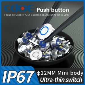Micro Travel Metal 19mm Ip67 Stainless Steel Push button Switches With Ring Led