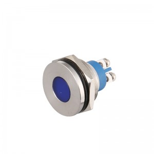 Indicatori per montaggio a pannello da 19 mm Lampada pilota di segnalazione terminale blu piatta rotonda a 2 pin Led