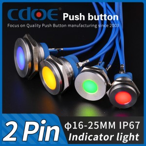 Led Metal Indicator Light 22mm Yellow Iluminated Pin Terminal Signal Ip67