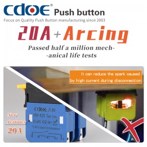 Push Button 110v Switch 30MM metal ip65 10amp k20s series 1no1nc reset