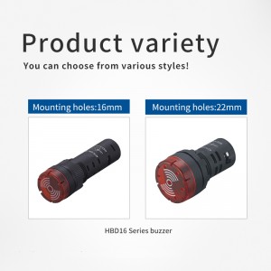 Cos curt 110v 380v llum vermella flaix il·luminat Alarma de plàstic Zumbador 22mm