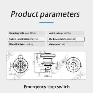 Novos produtos botão de parada de emergência de metal 22MM interruptores de liga de alumínio e zinco