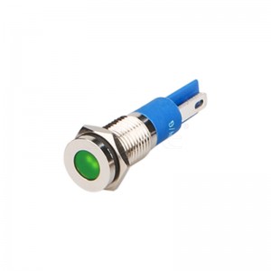 Светодиоден индикатор 8 mm Ip67 Pin Terminal Червена сигнална лампа от неръждаема стомана с плоска глава