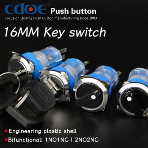rotary selector switch 2 position 16mm keep type plastic 1no1nc made in china