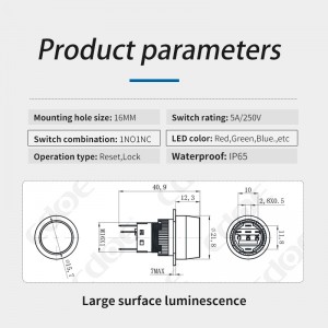 Nový produkt Dot led 16mm západkové tlačítko pro vypnutí vypínače 12V LED světlo