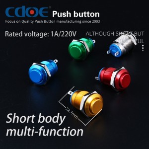 12mm Switch altum caput Aluminium mixturae plating viridis color dis button pro control parvas machinas