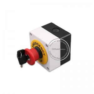 Κατασκευαστής CDOE Κόκκινο κουμπί διακοπής έκτακτης ανάγκης με κλειδί 22 mm που διατηρείται κανονικά ανοιχτό το κουτί του διακόπτη ώθησης