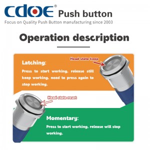 ຄຸນະພາບສູງ 22mm Black Oxide push Button switch Ring LED RGB Tri-Color with 10Amp
