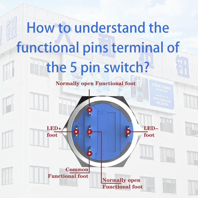 How to install push button on off? How to understand the functional pins terminal of the 5 pin switch?