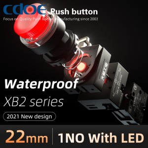 Xb2 Lay5 skrueterminal Vanntett 22 mm Momentary LED-belyste trykknappbrytere 10a