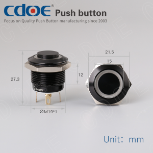High-Visibilitet højt hoved Ring LED Nulstil funktion 19mm sort oxid trykknap kontakter