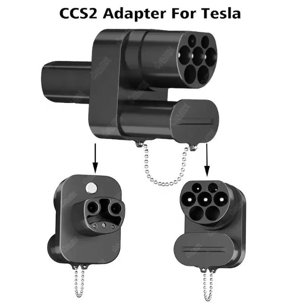 CCS2 + Type2 Pou Tesla DC EV Adaptè En Imaj