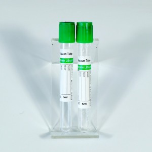Вакуумовані пластикові пробірки з літієвим гепарином із зеленим гелем для забору крові