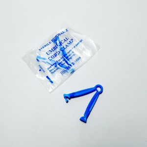 Vienkartinis sterilus plastikinis medicininis virkštelės spaustukas