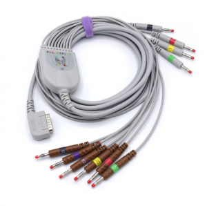 Kenz PC-109 Fiksni jednodijelni EKG kabel, 10 odvoda, AHA, Banana
