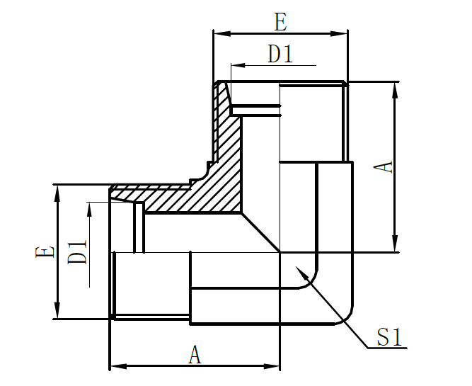 1C9- Metrisch mannelijk 24° lT (90° elleboog)